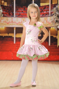 Платье для девочки Алёна (розовое с цветами)