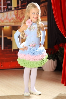 Платье для девочки (с перчатками) Ариша (голубое)