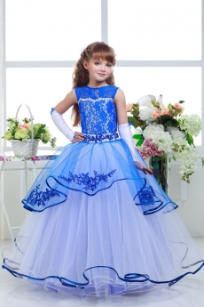 Платье для девочки Аврора (белое с синим)