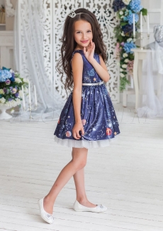 Платье для девочки Андромеда (темно-синее)