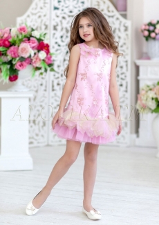 Платье для девочки Сецилия (розовое вышитое золотыми нитями)