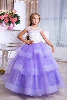 Платье для девочки Виолетта (айвори-сиреневое)