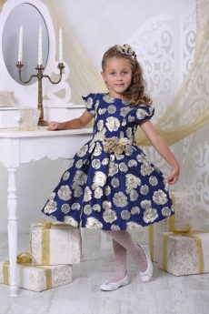 Платье для девочки Элли (синее золото)
