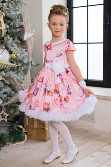 Платье для девочки Молли (белое с цветочным принтом)