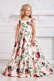 Платье для девочки (цветы на розовом)