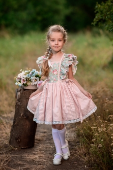 Платье для девочки Мирра (полоски с цветами)